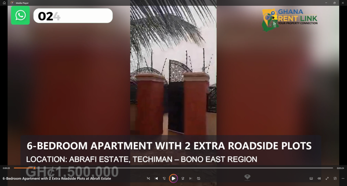 6-Bedroom Apartment with 2 Extra Roadside Plots at Abrafi Estate