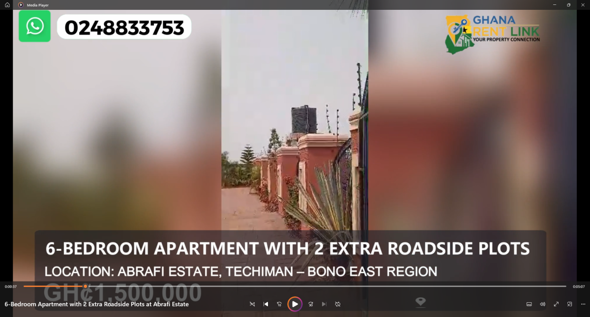 6-Bedroom Apartment with 2 Extra Roadside Plots at Abrafi Estate