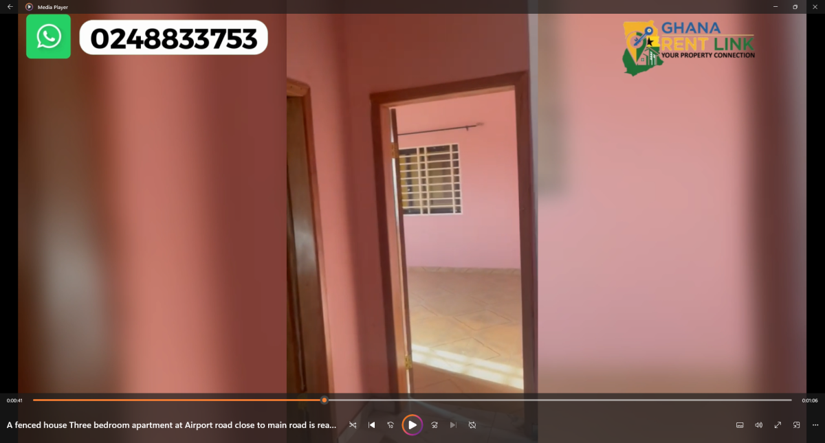 Fenced 3-Bedroom Apartment for Rent at Airport Road (Close to Main Road)