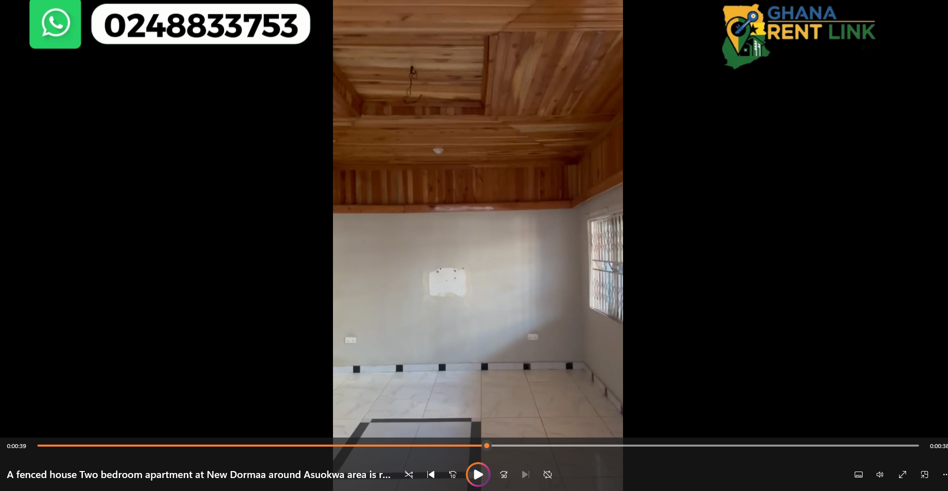 Fenced 2-Bedroom Apartment for Rent in New Dormaa