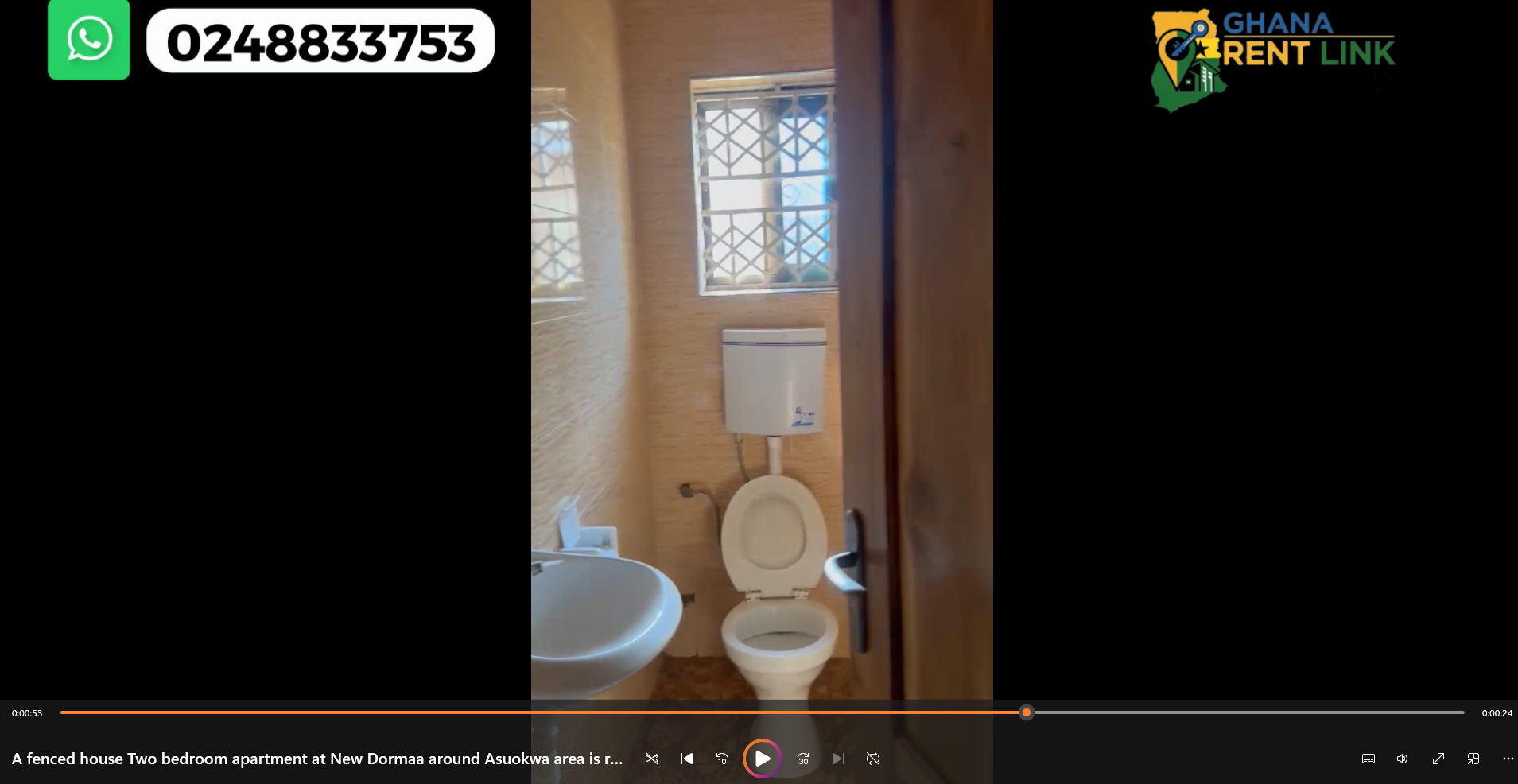 Fenced 2-Bedroom Apartment for Rent in New Dormaa