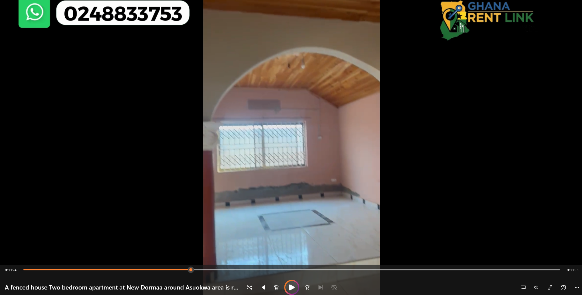 Fenced 2-Bedroom Apartment for Rent in New Dormaa