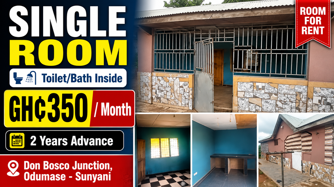 Single Room with Private Toilet and Bath for Rent at Don Bosco Junction, Odumase