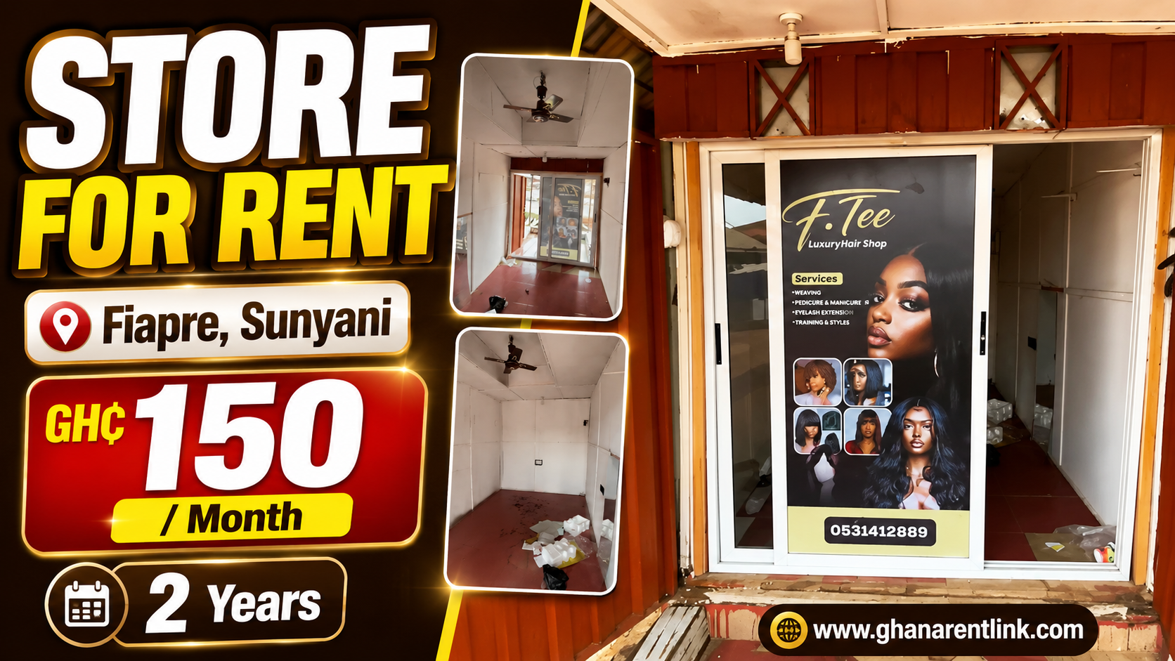 Store for Rent at Fiapre, Sunyani – GH¢150 Monthly