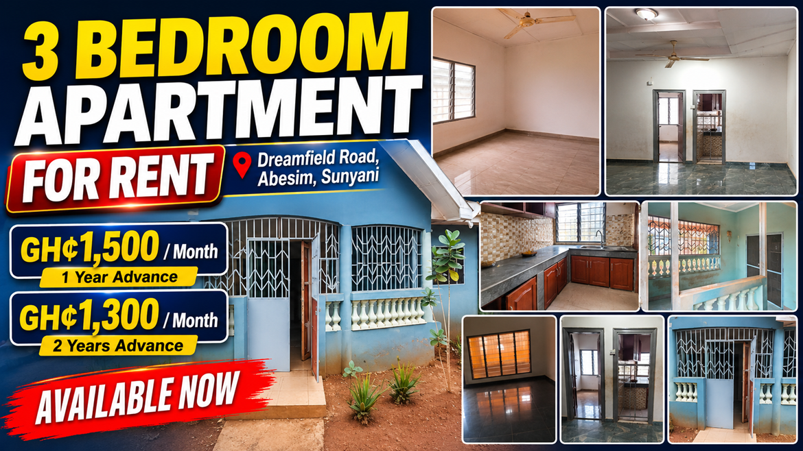3-Bedroom Apartment for Rent at Dreamfield Road, Abesim