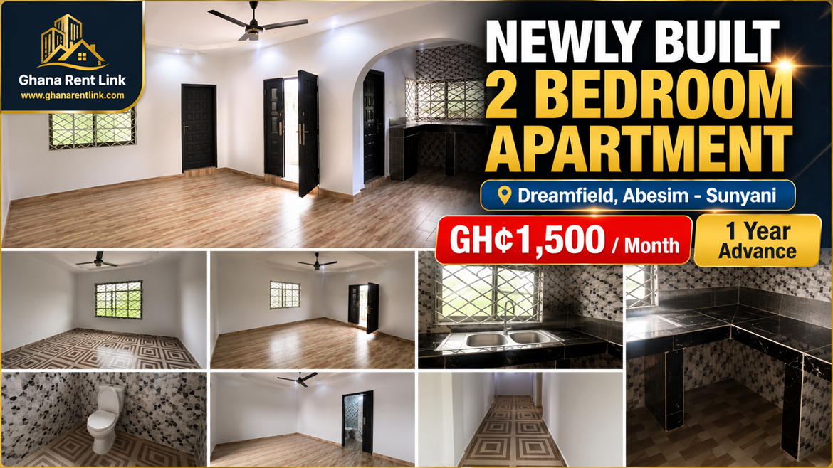 Newly Built 2-Bedroom Apartment for Rent at Dreamfield, Abesim