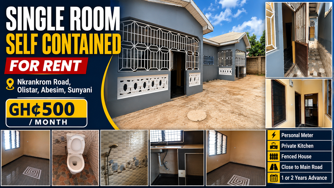 Single Room Self-Contained for Rent at Olistar, Abesim