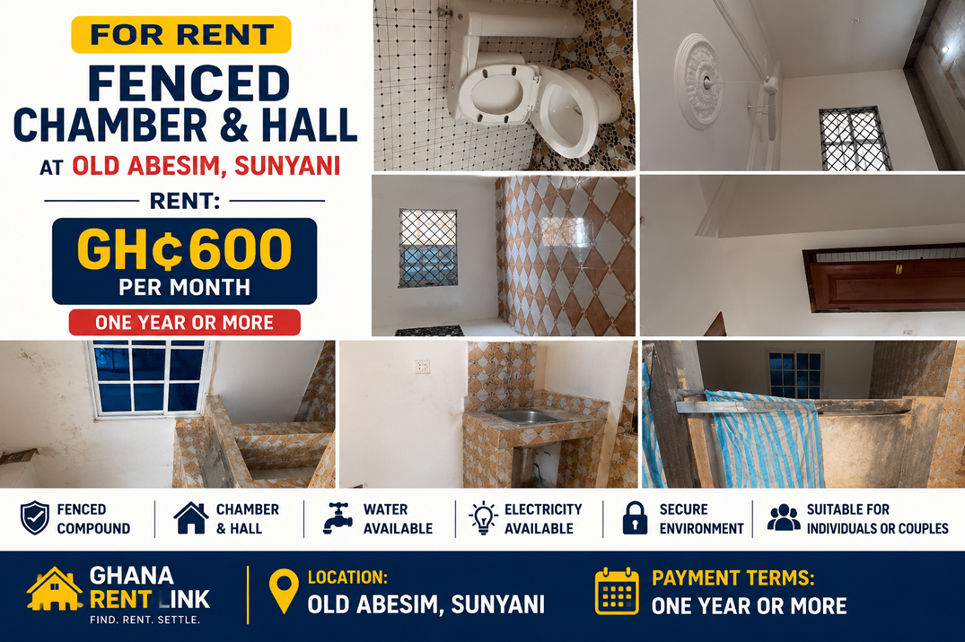 Fenced Chamber and Hall for Rent at Old Abesim, Sunyani