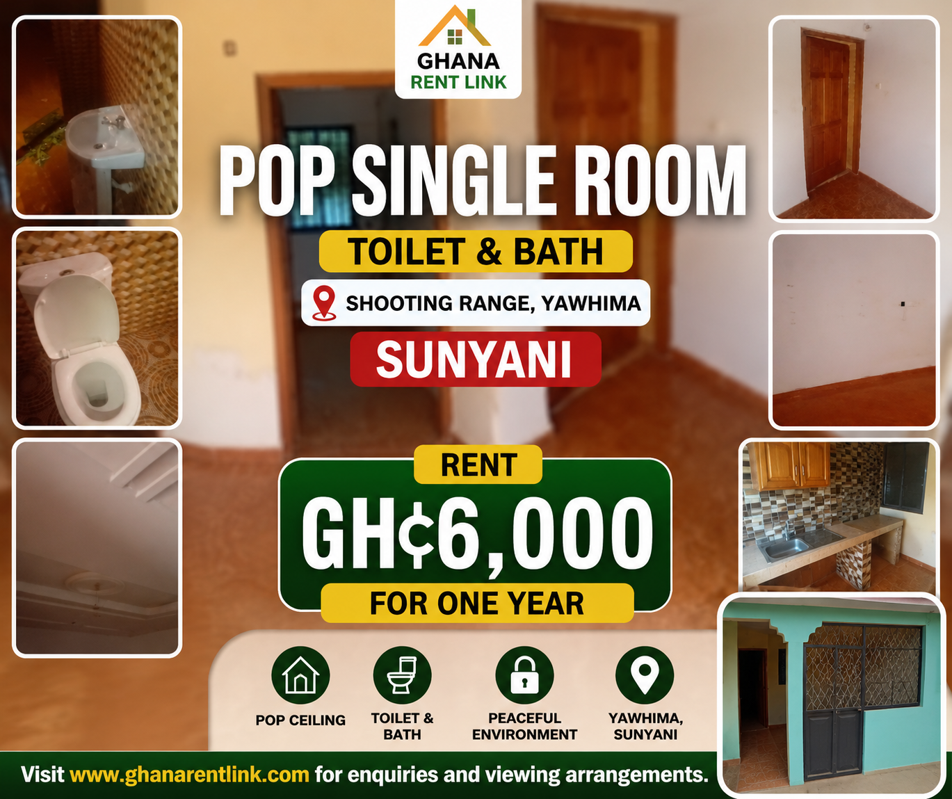 POP Single Room for Rent at Shooting Range, Yawhima – GH¢6,000 Per Year