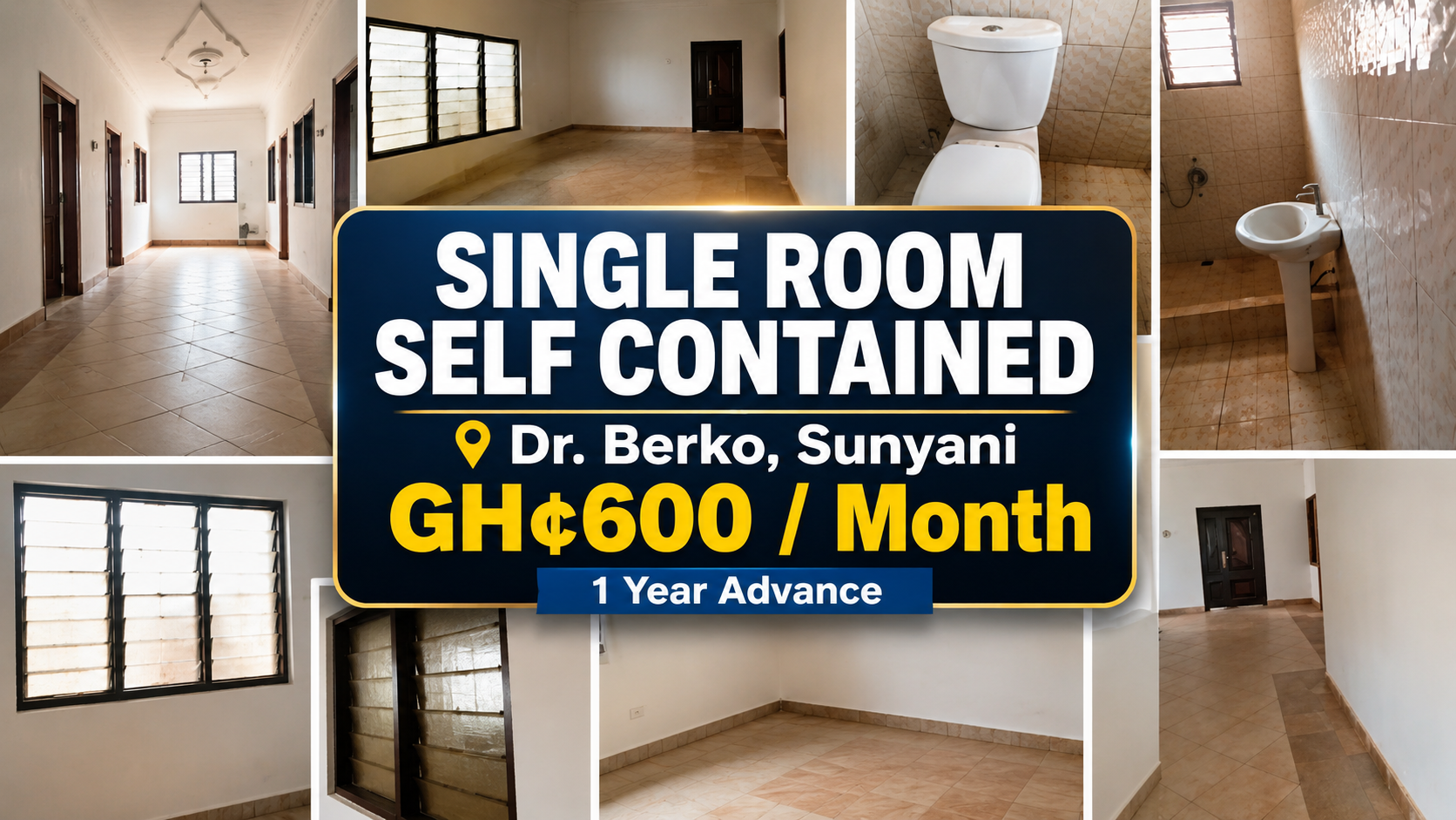 Spacious Single Room Self-Contained for Rent at Dr. Berko, Sunyani