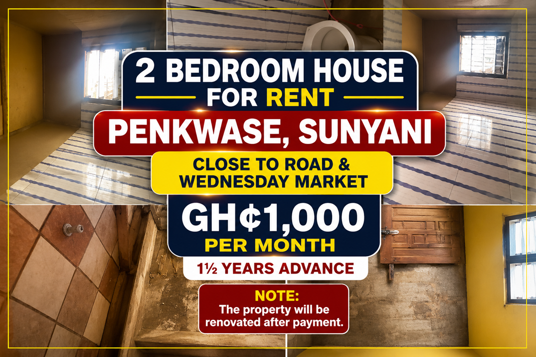 2 Bedroom House for Rent at Penkwase, Sunyani – GH¢1,000/Month