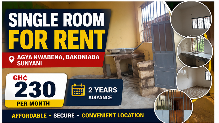 Single Room for Rent at Agya Kwabena, Bakoniaba, Sunyani