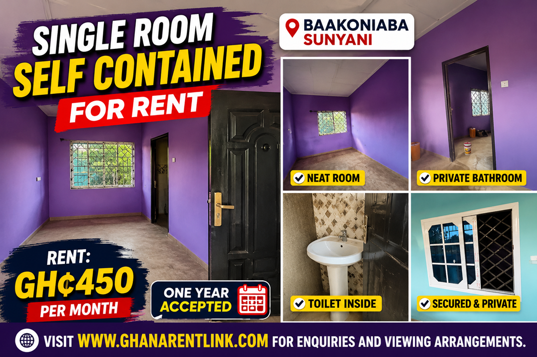 Single Room Self-Contained for Rent at Baakoniaba, Sunyani