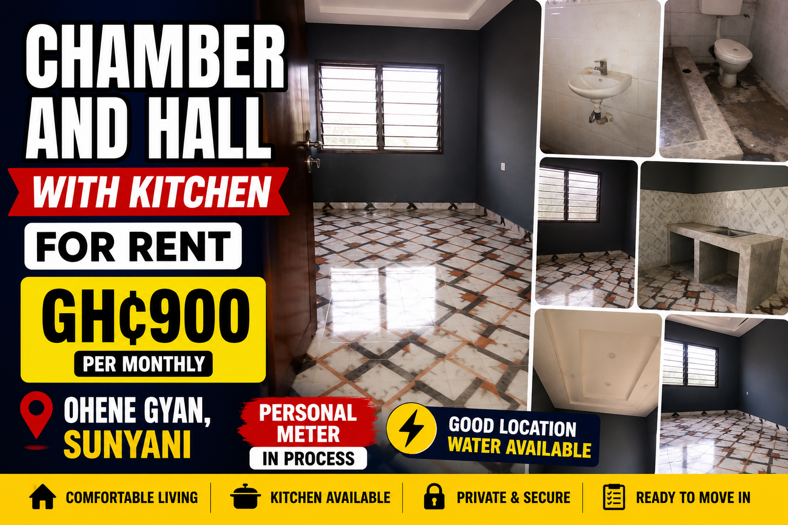 Chamber and Hall for Rent at Ohene Gyan, Sunyani