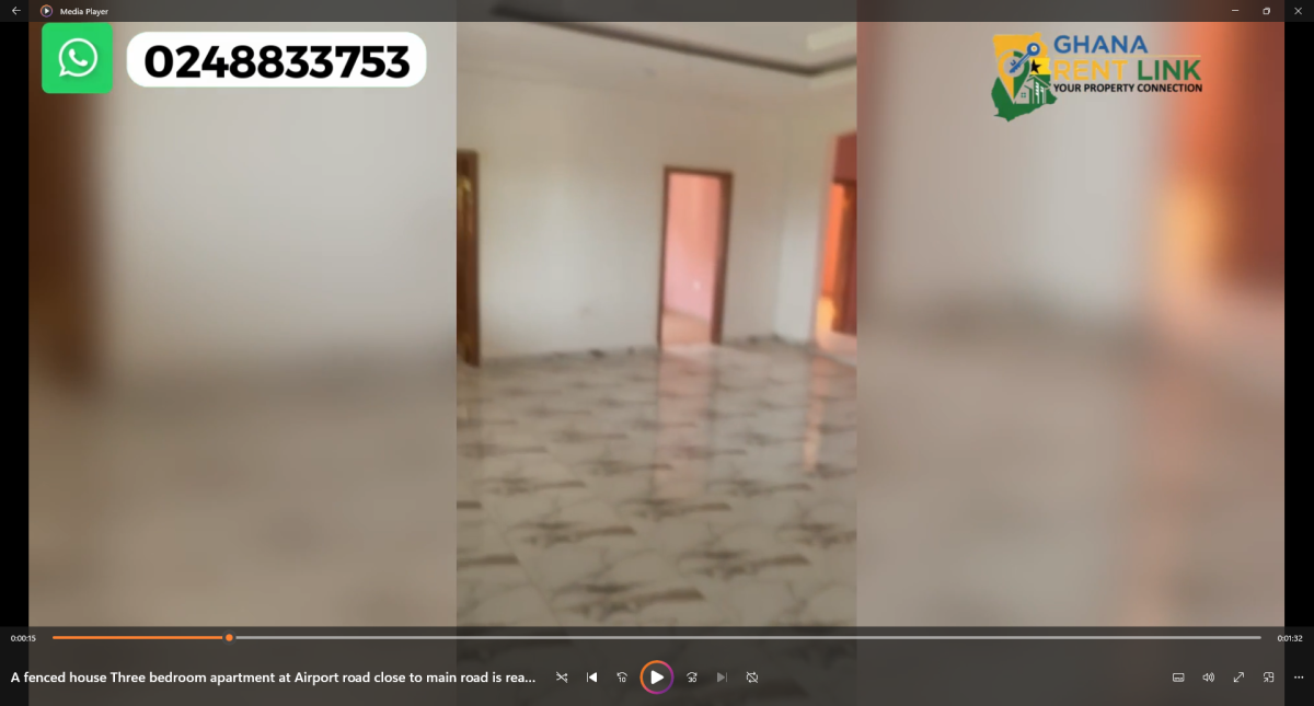 Fenced 3-Bedroom Apartment for Rent at Airport Road (Close to Main Road)