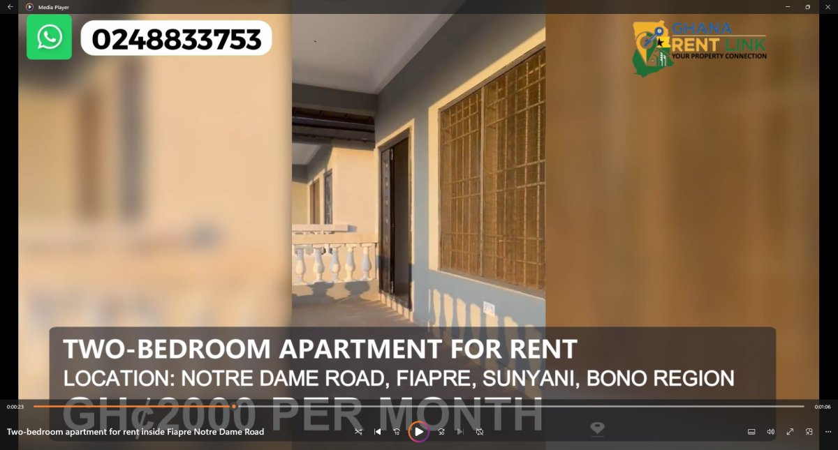 Two-Bedroom Apartment for Rent at Notre Dame Road, Fiapre – Sunyani