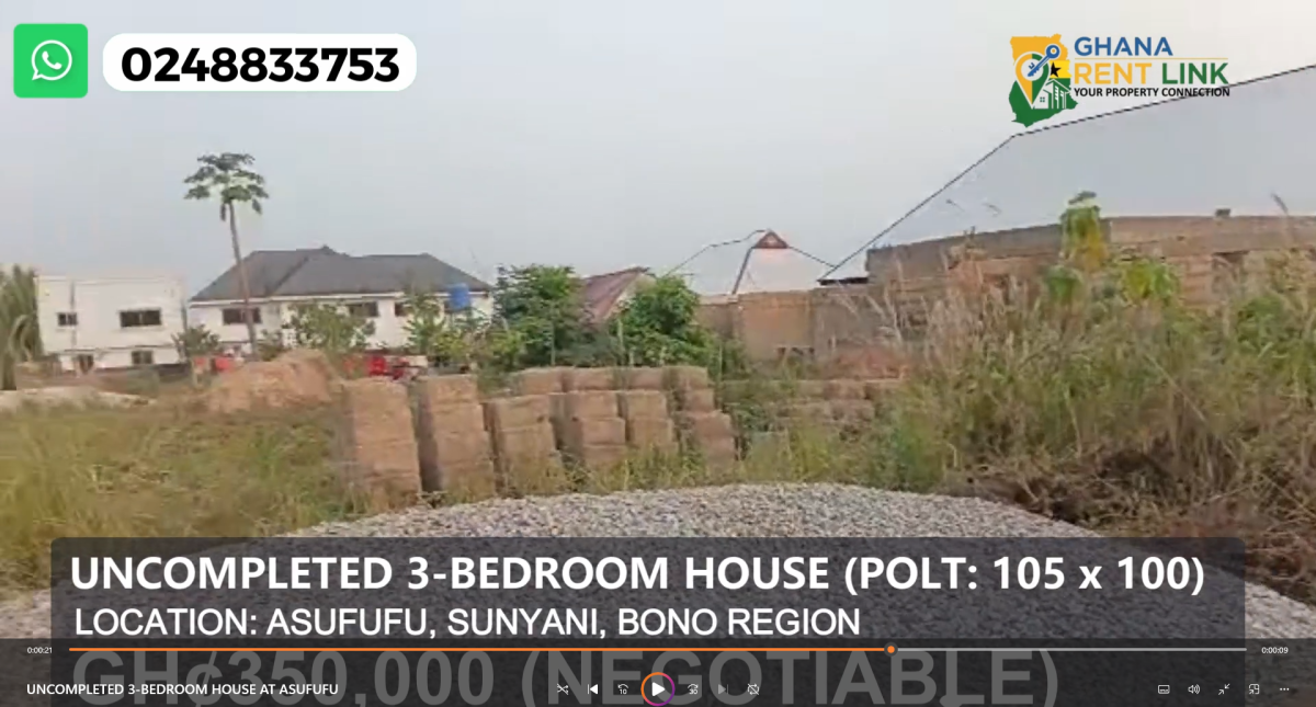 105 × 100 Plot with Uncompleted 3-Bedroom House for Sale